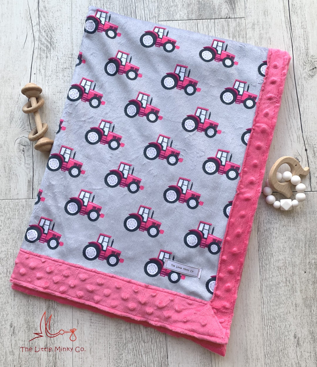 Tractor Blanket Minky Baby Blanket, Tractors, Pink, Girls Etsy