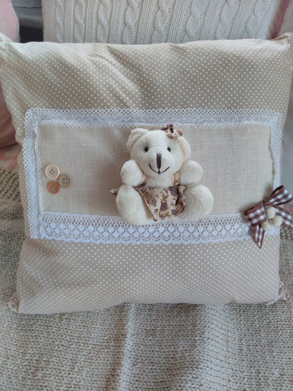 Baby Blanket Pillow Set With Bear Etsy UK