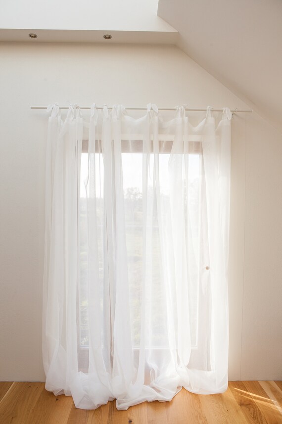 Sheer Organza Curtain Luxury Sheer Curtains With Ties Tie Etsy