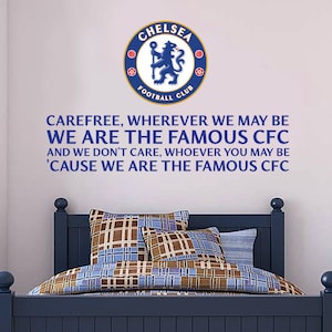 Chelsea Football Club Crest & Care Free Song Wall Mural Sticker And Badge Wall