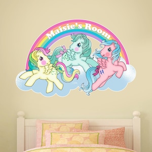 My Little Pony Retro Arco Iris personalizado nombre pared pegatina calcomanía arte vinilo
