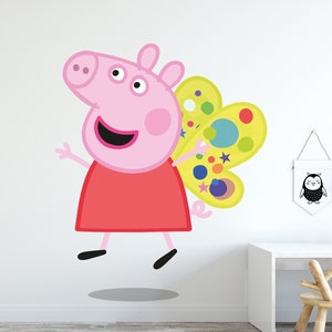 Peppa Pig Wall Sticker - Peppa Butterfly Wings Wall Decal Kids Art