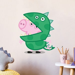 Peppa Pig Wall Sticker - Peppa Pig George in Dinosaur Suit Wall Decal Kids Art