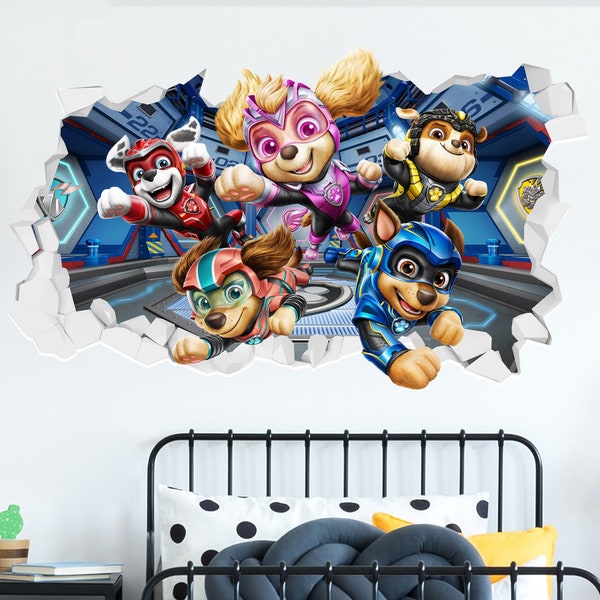 Autocollant mural Paw Patrol – Autocollant mural cassé The Mighty Movie Group