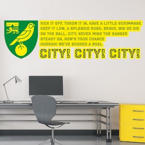 Norwich City FC - Crest & &#39;On The Ball&#39; Song Wall Sticker