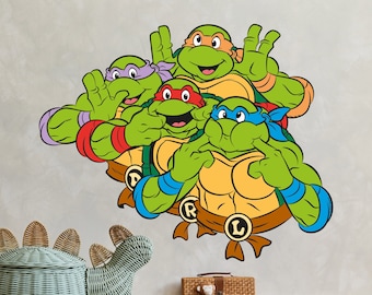 Teenage Mutant Ninja Turtles Wall Sticker - Group Pulling Funny Faces Decal TMNT Art