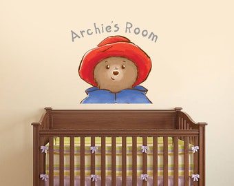 Baby Paddington Bear Wall Sticker - Personalised Name Head