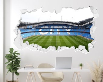 Manchester City Muursticker - CITY in Stands Stadium Broken Wall + Sticker Set