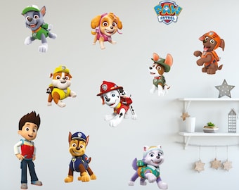 Paw Patrol Wandaufkleber - 9 Zeichen Wandtattoo Set