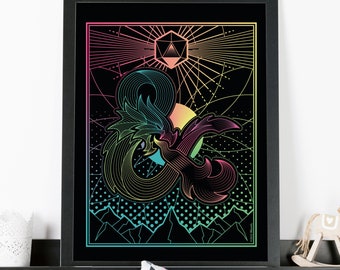 Dungeons & Dragons Print - Rainbow Ampersand Logo Wall Art D and D Gamer Poster