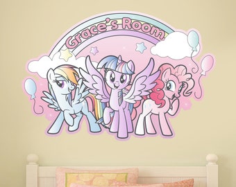 My Little Pony Arco Iris personalizado nombre pared pegatina calcomanía arte vinilo Mural niños