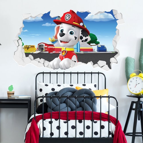 Paw Patrol Wall Sticker Marshall Personalised Name Wall Etsy