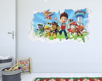 huisvrouw Verbinding Nadenkend Paw Patrol Muursticker Groep Met Ryder Gebroken Muurtattoo - Etsy België