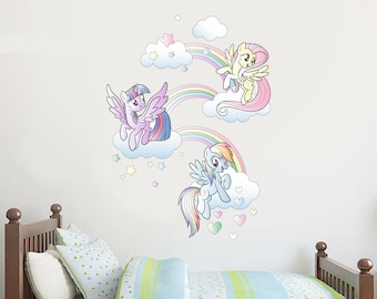 My Little Pony Arco Iris Nubes Etiqueta de la pared Calcomanía Arte Vinilo Mural Niños Regalo