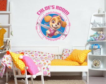 Paw Patrol Wall Sticker - Skye Personalised Name Wall Decal