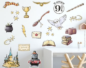 HARRY POTTER Wall Sticker – Watercolour Icons Set Wall Decal Wizarding World Art