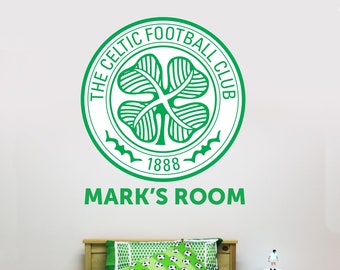 Celtic Football Club - Personalised Crest & Name + Celts Wall Sticker Set