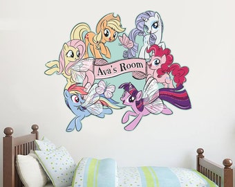 My Little Pony Fairy Forest Nombre personalizado Etiqueta de la pared Calcomanía Arte Vinilo Mural