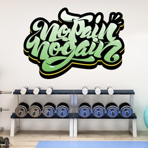Gym Wall Sticker - No Pain No Gain Graffiti Wall Decal Art