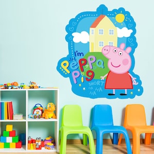 Peppa Pig Wall Sticker - I&#39;m Peppa Pig Blue Background Wall Decal Kids Art