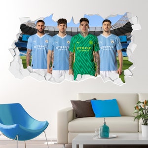 Official Manchester City Wall Sticker - Defensive Four 23/24 Broken Wall Sticker