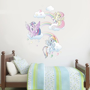 My Little Pony Arco Iris Nubes Etiqueta de la pared Calcomanía Arte Vinilo Mural Niños Regalo