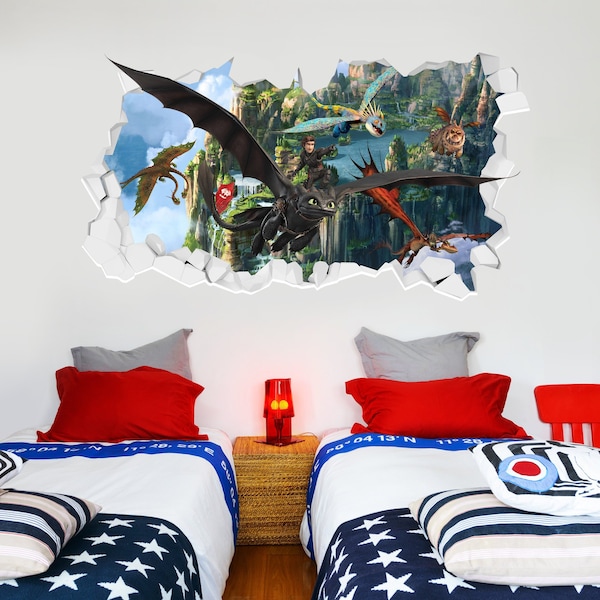 How To Train Your Dragon - Group Broken Wall Sticker