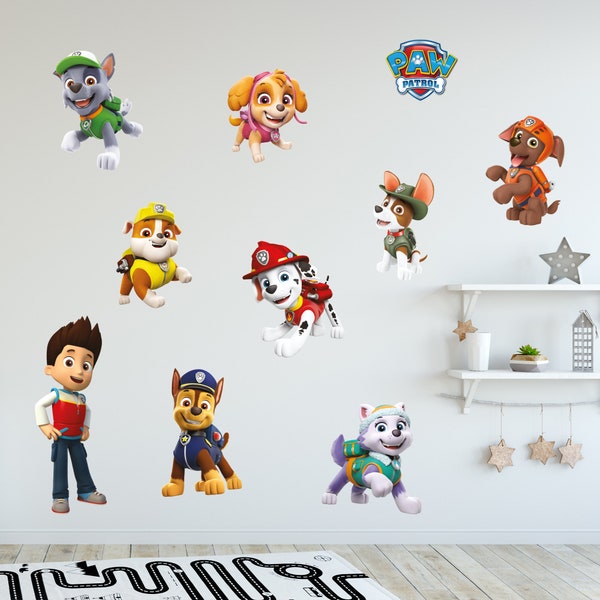 Paw Patrol Wall Sticker - 9 Characters Wall Decal Set
