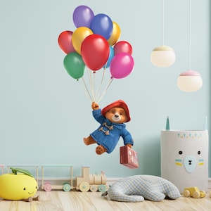 Adhesivo de pared para TV Paddington: calcomanía de pared con un montón de globos, arte infantil