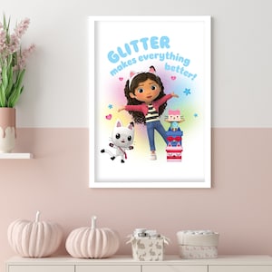Gabby&#39;s Dollhouse Print - Glitter Makes Everything Better Poster Kids Wall Art