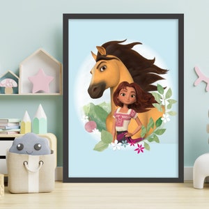 Spirit Untamed Print - Spirit & Lucky Wind Blowing Hair Print Kinder WandKunst Dekor