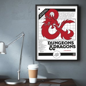 Dungeons & Dragons Print - Instructions Cover Wall Art D and D Gamer Poster