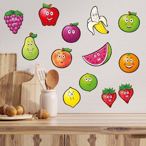 Sticker mural cuisine - Smiley Face Fruit Set Wall Decal Art
