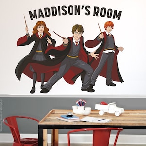 HARRY POTTER Wall Sticker – Cartoon Harry Ron Hermione Personalised Wall Decal Wizarding World Art