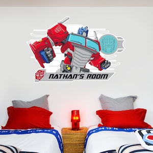 Transformers Optimus Prime Personalised Name Wall Sticker Decal Art Vinyl Mural