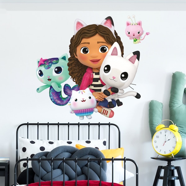 Gabby's Dollhouse Wall Sticker - Gabby and Friends Sat Down Wall Art Kids Decal