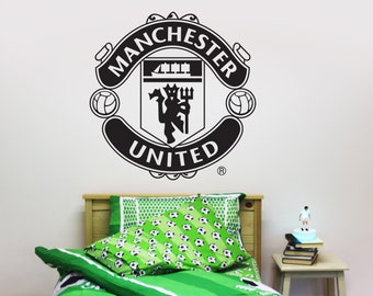 Manchester United Football Club - Een kleur Crest + Bonus Muur Sticker Set