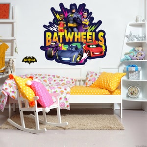 Adesivo de parede Batwheels™ - Batwheels e heróis relâmpago decalque arte de super-heróis DC