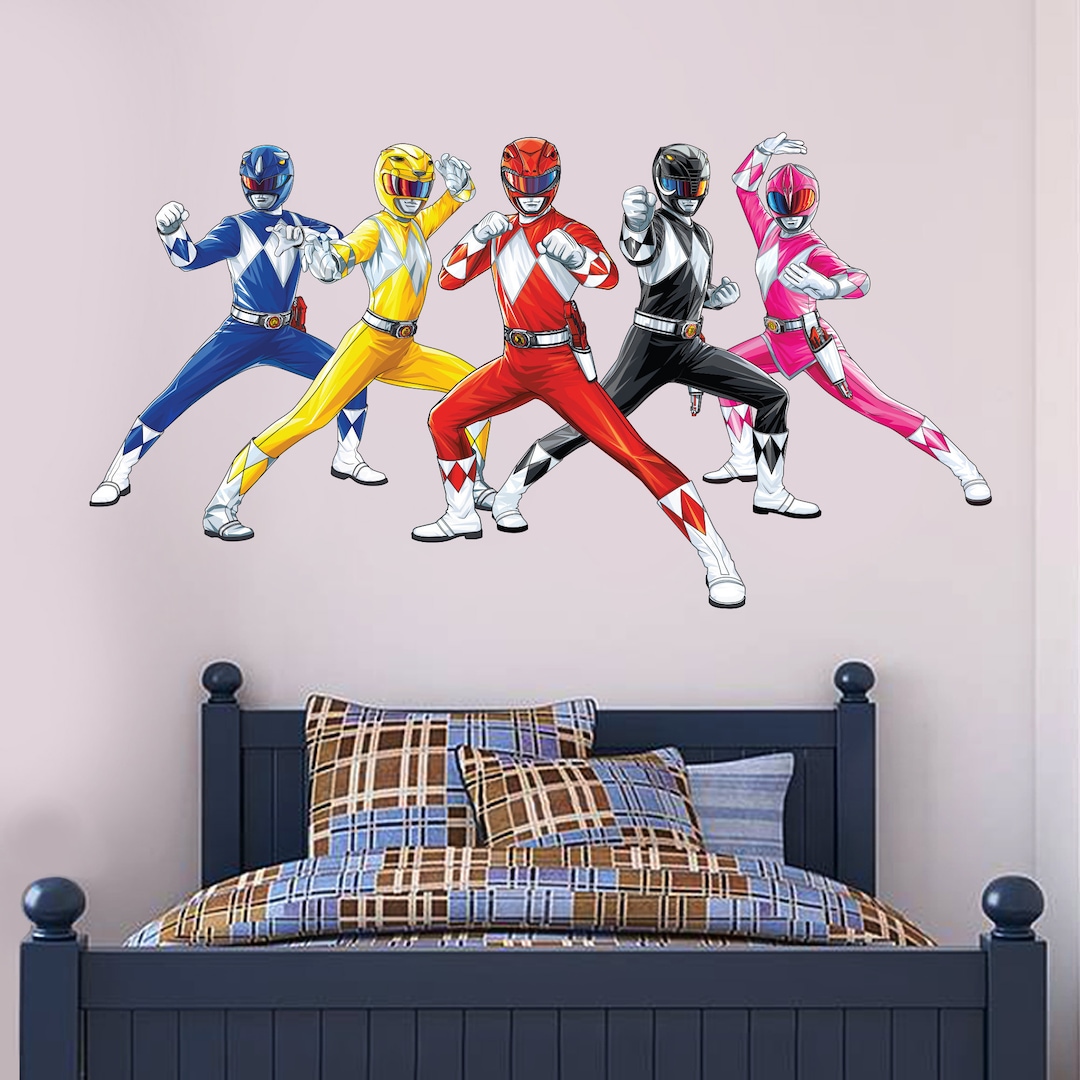 Power Rangers Wall Sticker Group Wall Decal Kids Bedroom Vinyl Etsy