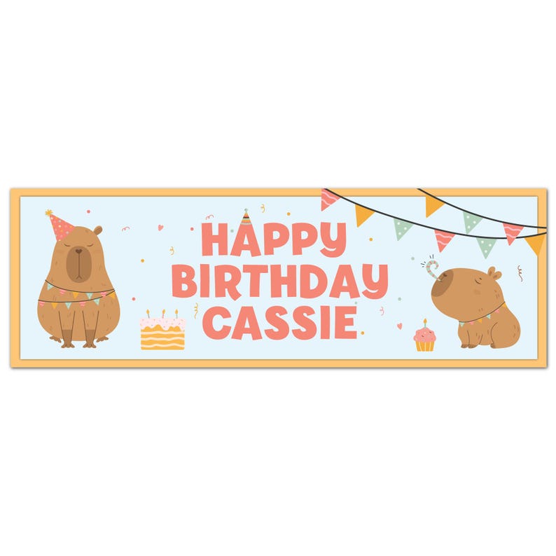 Capybara Birthday - Capybara Party Personalised Banner Wall Sticker - Etsy