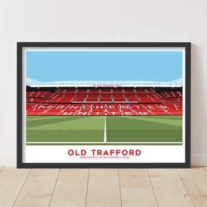 Manchester United Print - Old Trafford Stadium Illustration Football Art Poster