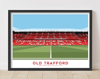 Manchester United Print - Old Trafford Stadium Illustration Football Art Poster
