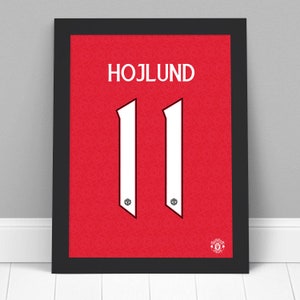 マンチェスター ユナイテッド FC プリント - Hojlund 23/24 シャツ デザイン ポスター サッカー ウォール アート