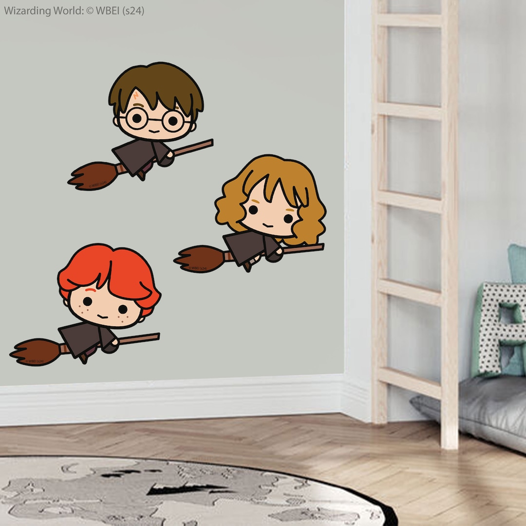 HARRY POTTER Wall Sticker – Character Trio Brooms Charm Wall Decal Set ...
