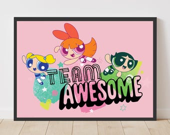 Stampa Powerpuff Girls™ – Poster Team Awesome, supereroi, arte murale