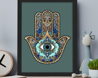 Impresión de pared boho - Arte abstracto de la pared del cartel de la mano