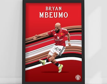 Manchester United FC Print - Mbeumo 26/27 Illustration Player Poster Football Wall Art