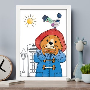 Paddington Bär TV Print - London Sketch Wall Art Print