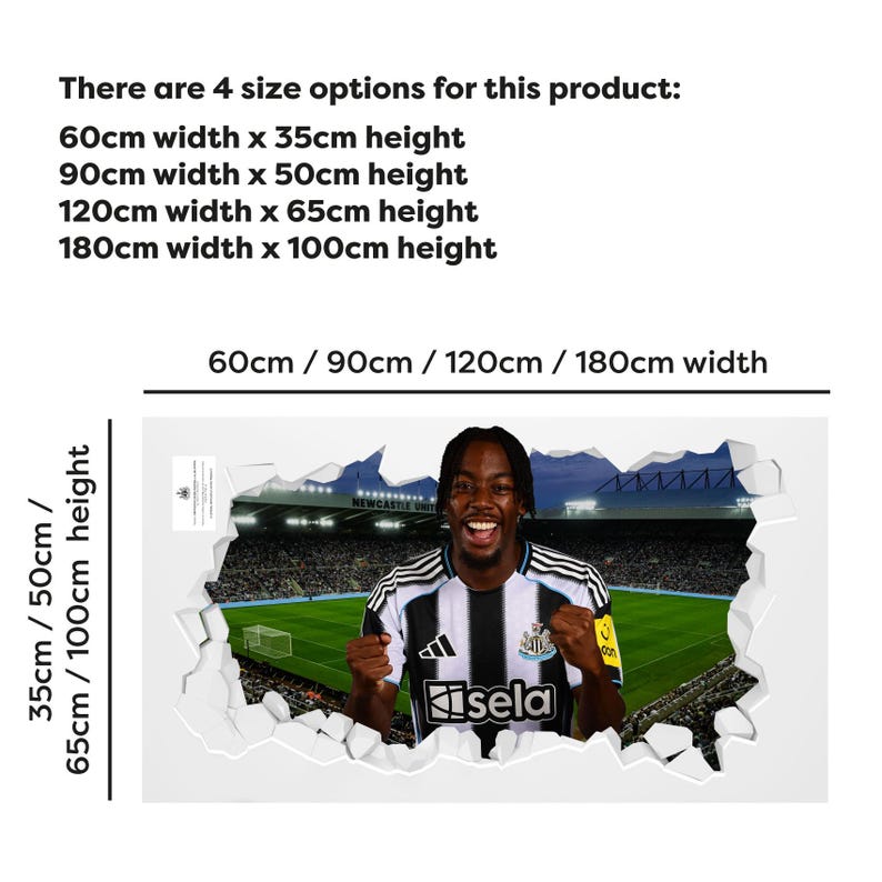 Newcastle United Football Club - Adhesivo de pared roto Elanga 25/26 imagen 2