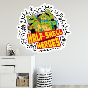 Adhesivo de pared de las Tortugas Ninja Adolescentes Mutantes - Calcomanía de grupo Half Shell Heroes TMNT Art